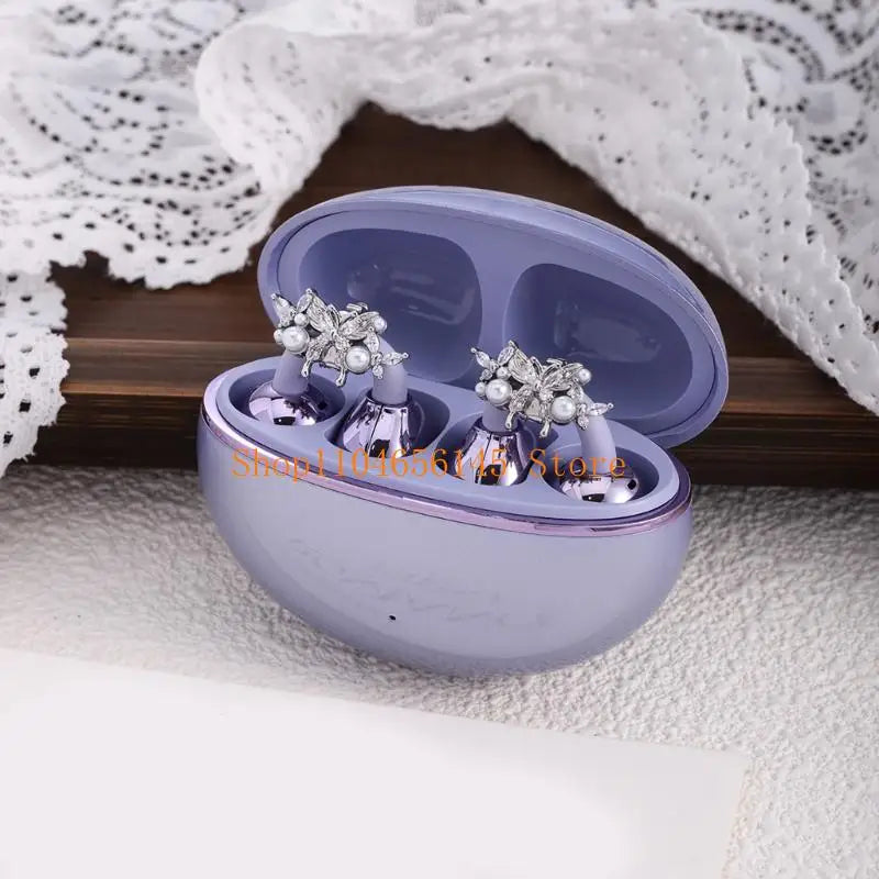 Zirconia Rhinestones Butterfly Earphone Charms AntiSlip Clasps Quick Installation For Multiple Devices