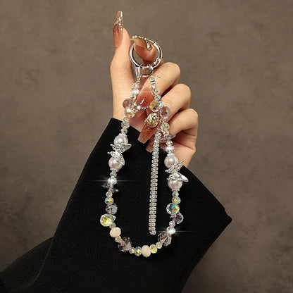 Butterfly Beaded Crystal Flash Drill Tassel Mobile Phone Lanyard Hand Chain Anti-Lost Rope Bag Hanging Accessory