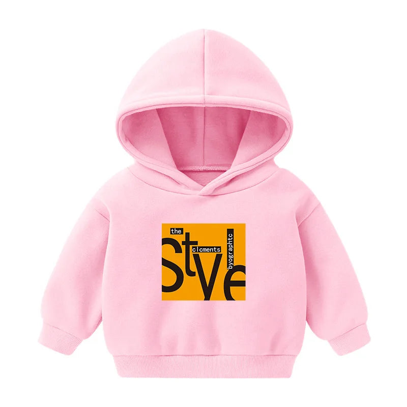 1pcs Boys Girls Thick Velvet Cartoon Tees Kids Solid Casual Fashion Warm Autumn Winter Sweatshirt Hoodie Baby Cloths Infant Tops