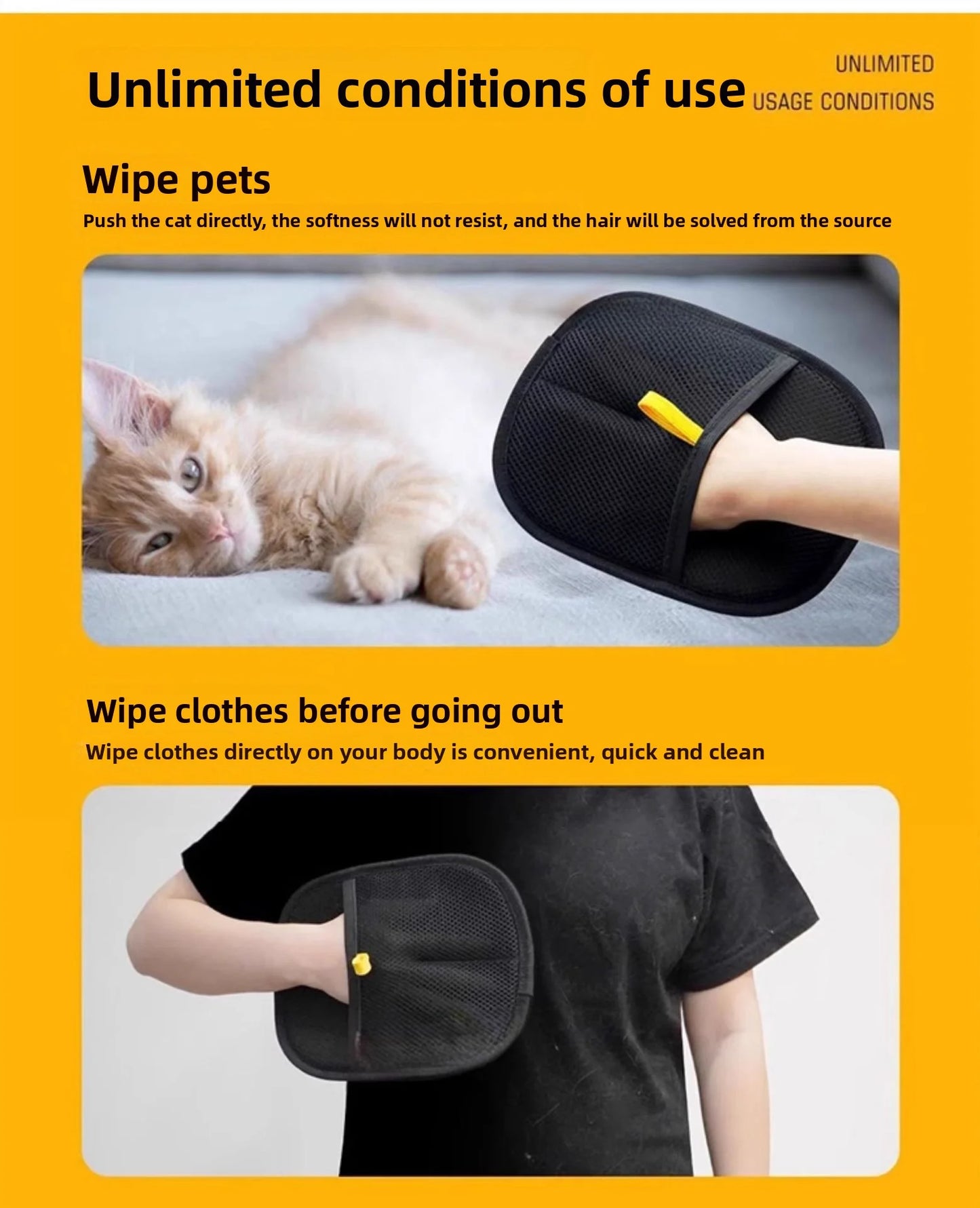 New Pet Grooming Gloves Static Dedusting Brush Pet Hair Remover Brush Removing Dog Cat Hair From Sofa Carpet Clothes