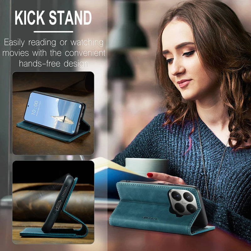 For Xiaomi 15T Pro 15T CaseMe Magnetic Retro Leather Flip Wallet Stand Cover With Card Slot for Xiaomi Mi 15 T Pro