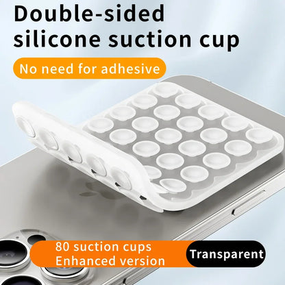 Suction Cup Phone Case Mount Double-Sided,Silicon Sticky Phone Stand for iPhone Android Selfies Hands-Free Strong Grip Holder