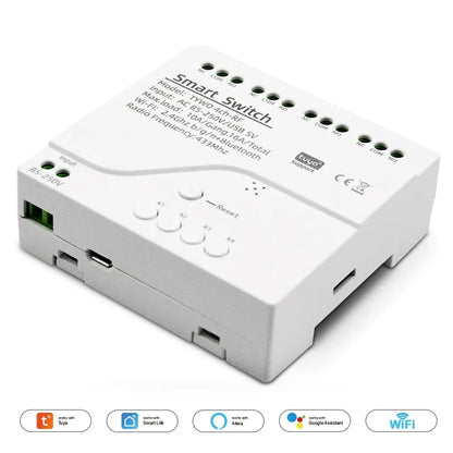 Tuya Smart Home 4CH Relay Module AC/DC 7-32V AC 220V 10A Wifi Switch 4 Channels RF433 Receiver Work With Vioce Alexa Google Home
