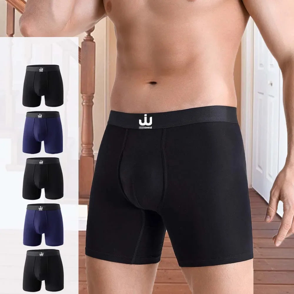5Pcs Bamboo fiber Long Boxer for Man Seamless Breathable Man Underwear U Convex Male Underpants High elasticity Men's panties