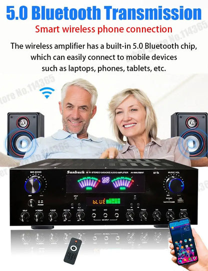 AV-555BT/999BT Max 4000W Bluetooth Sound Amplifiers Dual Dynamic Screen HiFi Digital Stereo Amplify For Home Car Theatre Karaoke