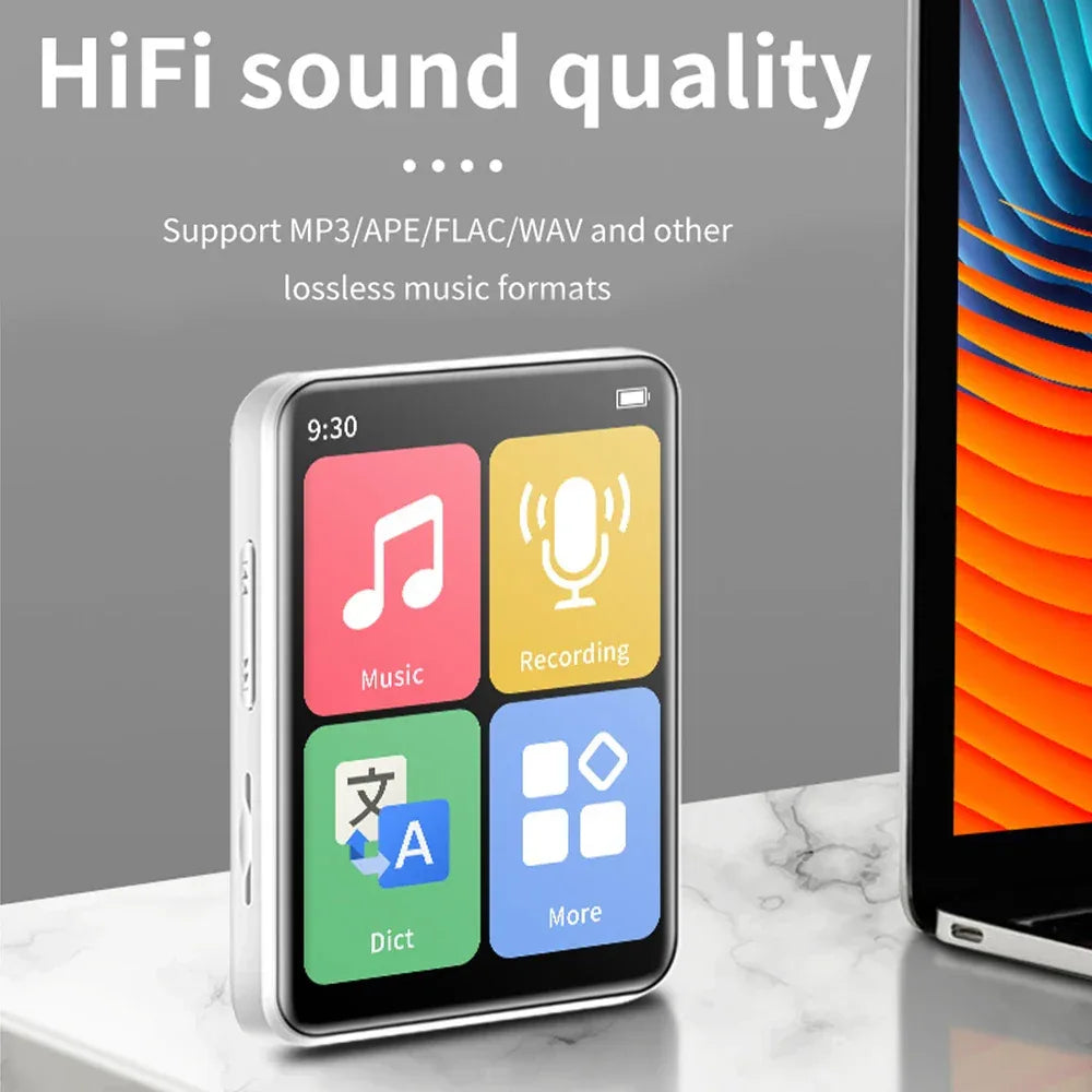 MP4 Player BT 5.0 Touch Screen Music Player Portable MP3 Player with Speakers FM Radio Recording E-Book 2-inch Screen