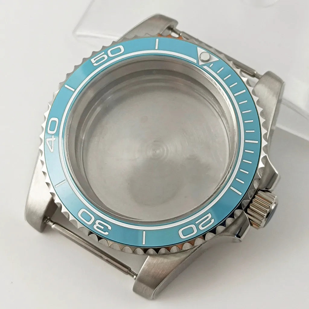 Goutent 40mm Sapphire Crystal Watch Case Blue Ceramic Bezel Fit NH34 NH35 NH36 ETA 2824 PT5000 ST2130 Movement