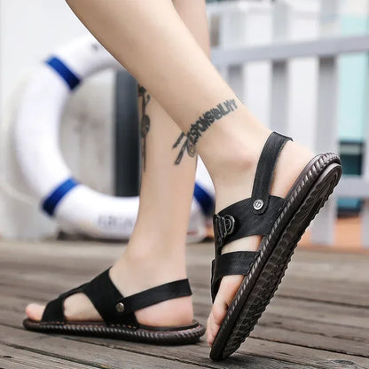 FUQIAO Summer New Style Men's Sandals Leather Soft Bottom Leisure Men Shoes Sandals Recommend Zandalias Para Hombre Verano