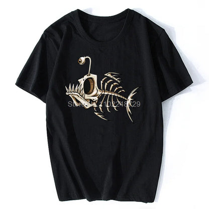 Bonefish Skull Deep Sea Fish Skeleton Funny Fisherman Angler T-Shirt Cotton O-Neck Short Sleeve Men T Shirt Oversize Streetwear