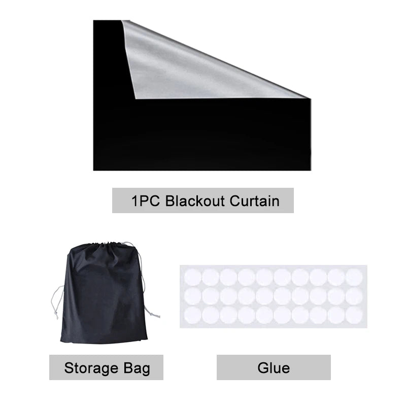 DIY Portable Travel 100% Blackout Curtain Portable Blocking Darkest Window Cloth for Living Room Home Non-perforated Black Cloth