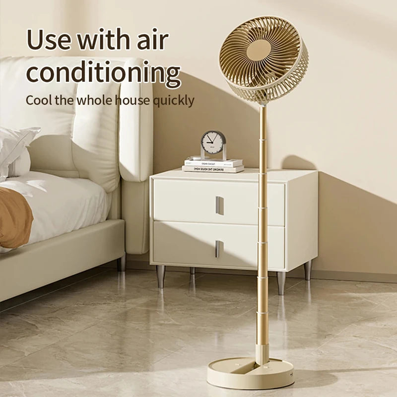 Lenovo USB Foldable Portable Fan 8inch 4 Speeds Timing Battery Operated Mini Floor Fan for Bedroom Indoor or Outdoor Table Fan