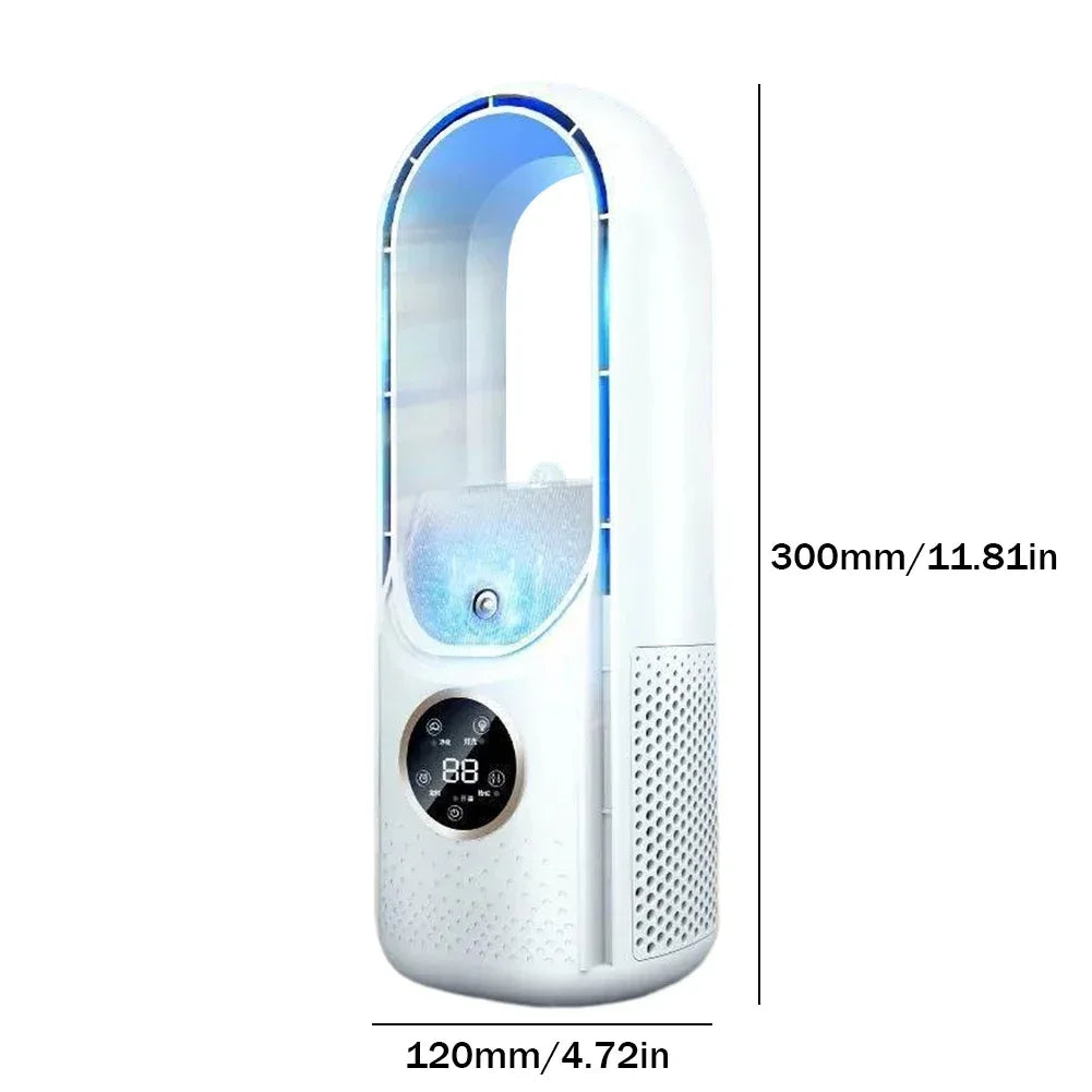 Portable USB Air Cooler Leafless Electric Desktop Fan 6 Speed Silent Timer Air Conditioner Cooling Humidifier Conditioning Fan