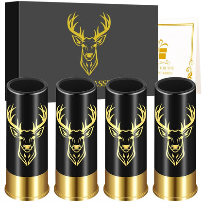 4pcs/Set Small Wine Cup Gift Box Creative Deer Head Pattern Plastic 12 GA Shot Glasses Wedding Party Drinkware Cup Gift