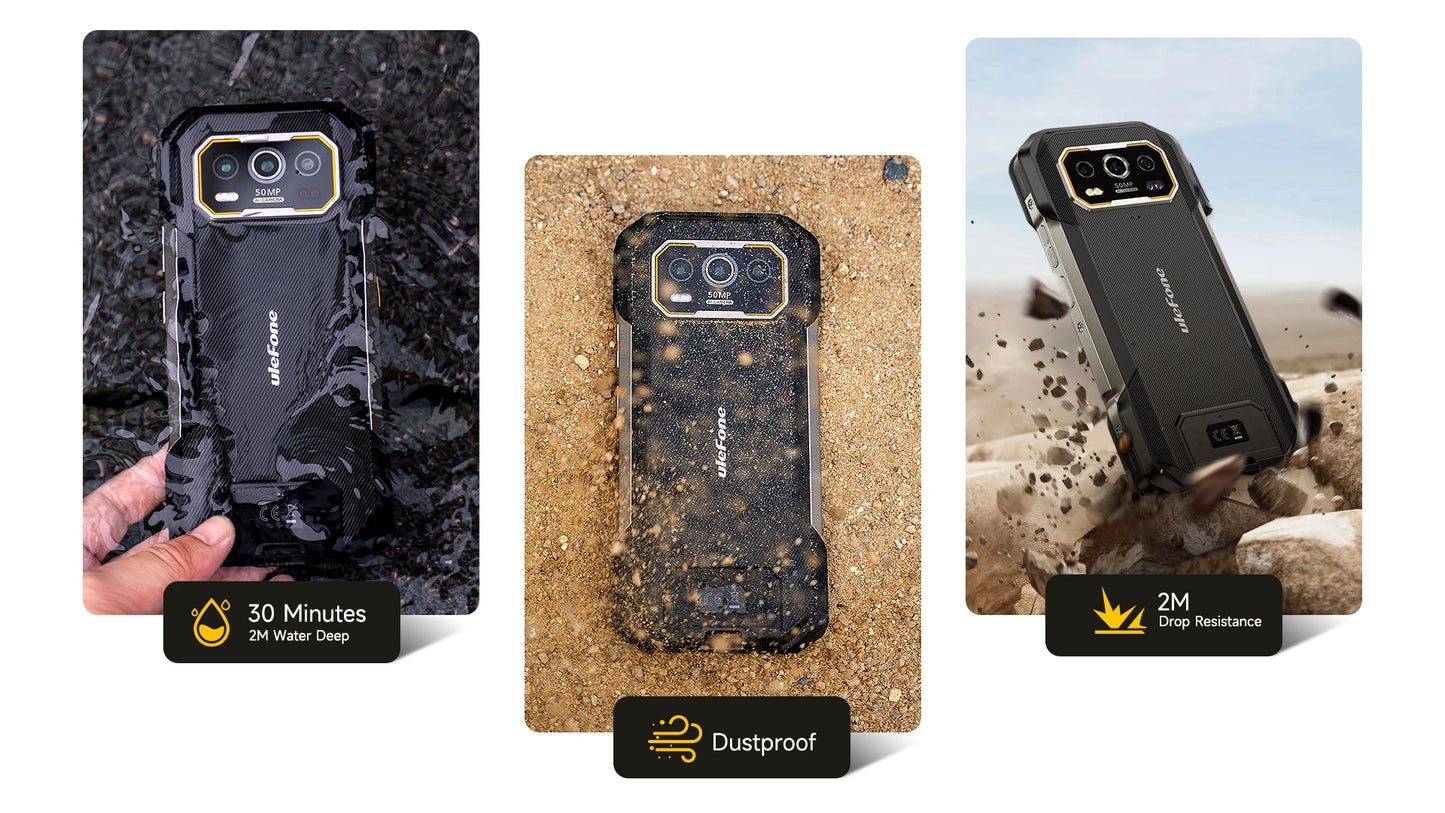 Ulefone Armor 27 Pro 5G Rugged Phone 10600mAh Smartphone 50MP Camera 64MP Night Android 15 Up to 24GB+256GB NFC Waterproof Phone