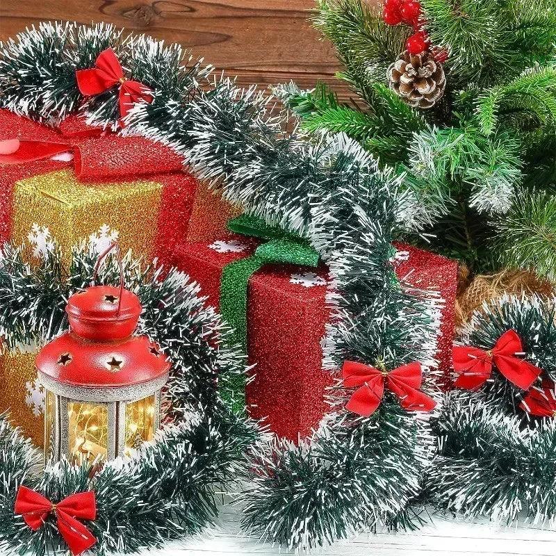 Christmas Tinsel Ribbons Green Cane Ribbon Garland Xmas Tree Hanging Pendent Ribbons Wreath Ornaments Xmas Party Home Decoration