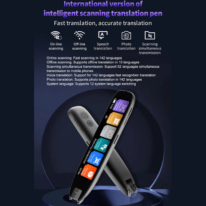 New WiFi Translation Pen 3.7 Inch Touchscreen Voice Translator 142 Languages Online Scanning Reading for Office Travel Study