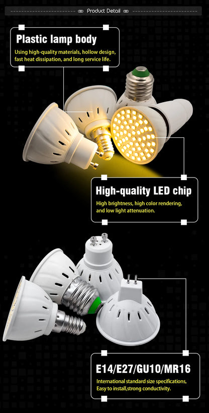 1-10PCS GU10 MR16 E14 E27 Spotlight Lampada LED Bulb AC110V 220V Bombillas Spot Light Replace The Halogen Lamp Home Derection