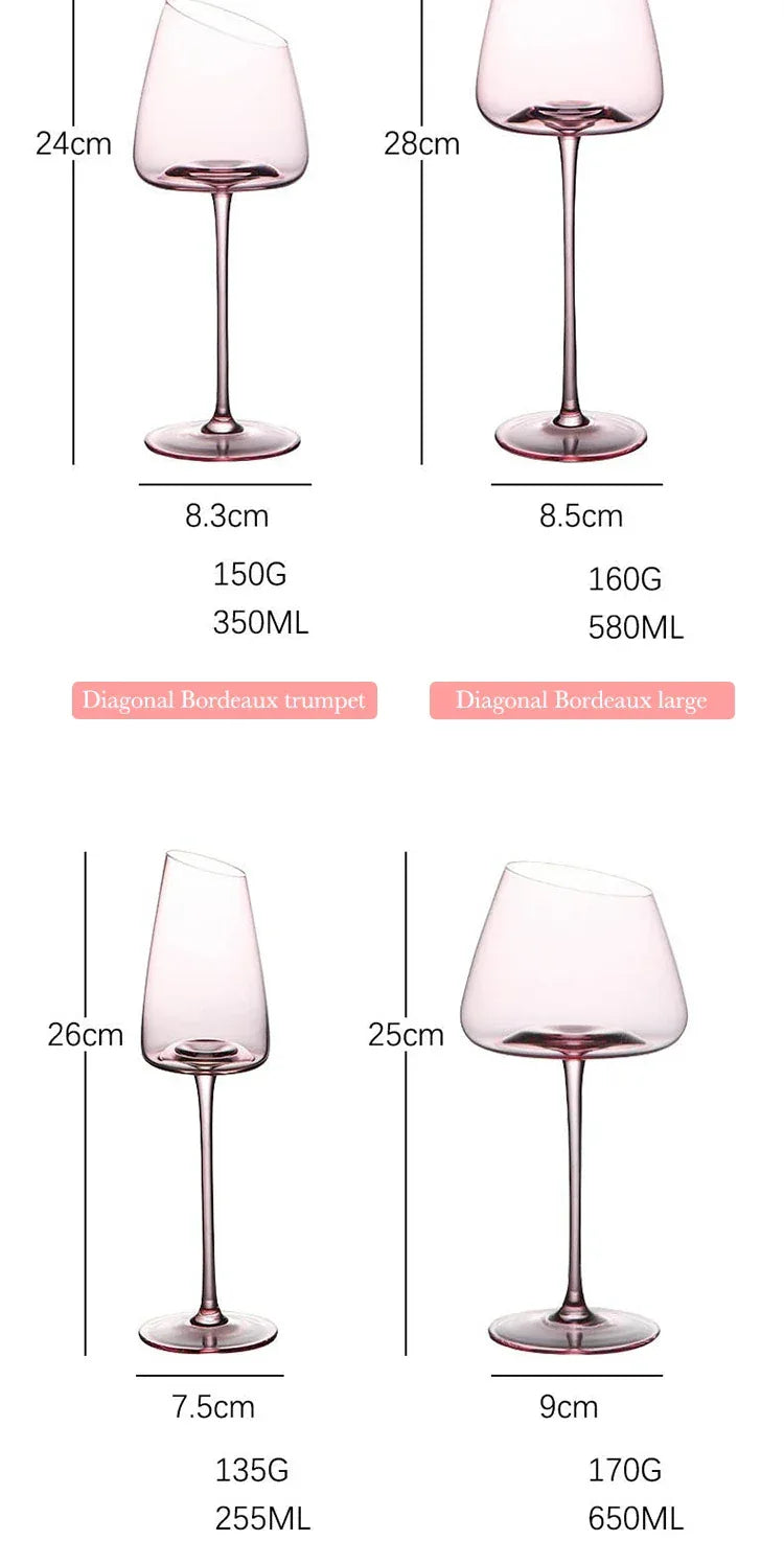 French Pink Flamingo Red Wine Glasses Set Crystal Glass Goblet Creative Inclined Mouth Concave Bottom Champagne Wine Cup Blue