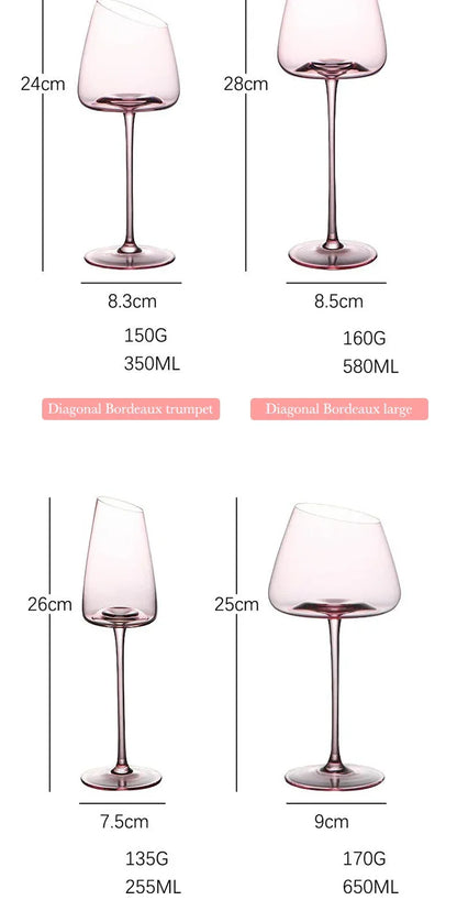 French Pink Flamingo Red Wine Glasses Set Crystal Glass Goblet Creative Inclined Mouth Concave Bottom Champagne Wine Cup Blue