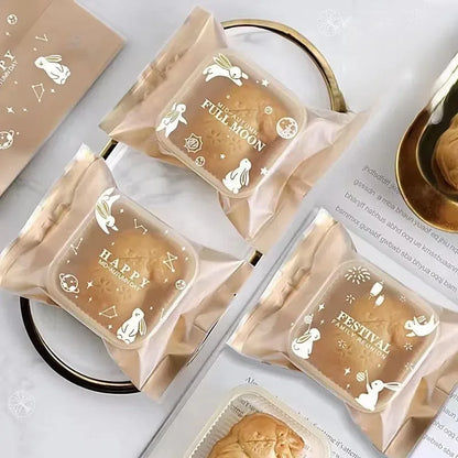 100Pcs Mooncake Wrapping Bag Machine Seal Plastic Bags For Egg Yolk Cookie Packaging Mid-Autumn Festival Party Decor Supplies