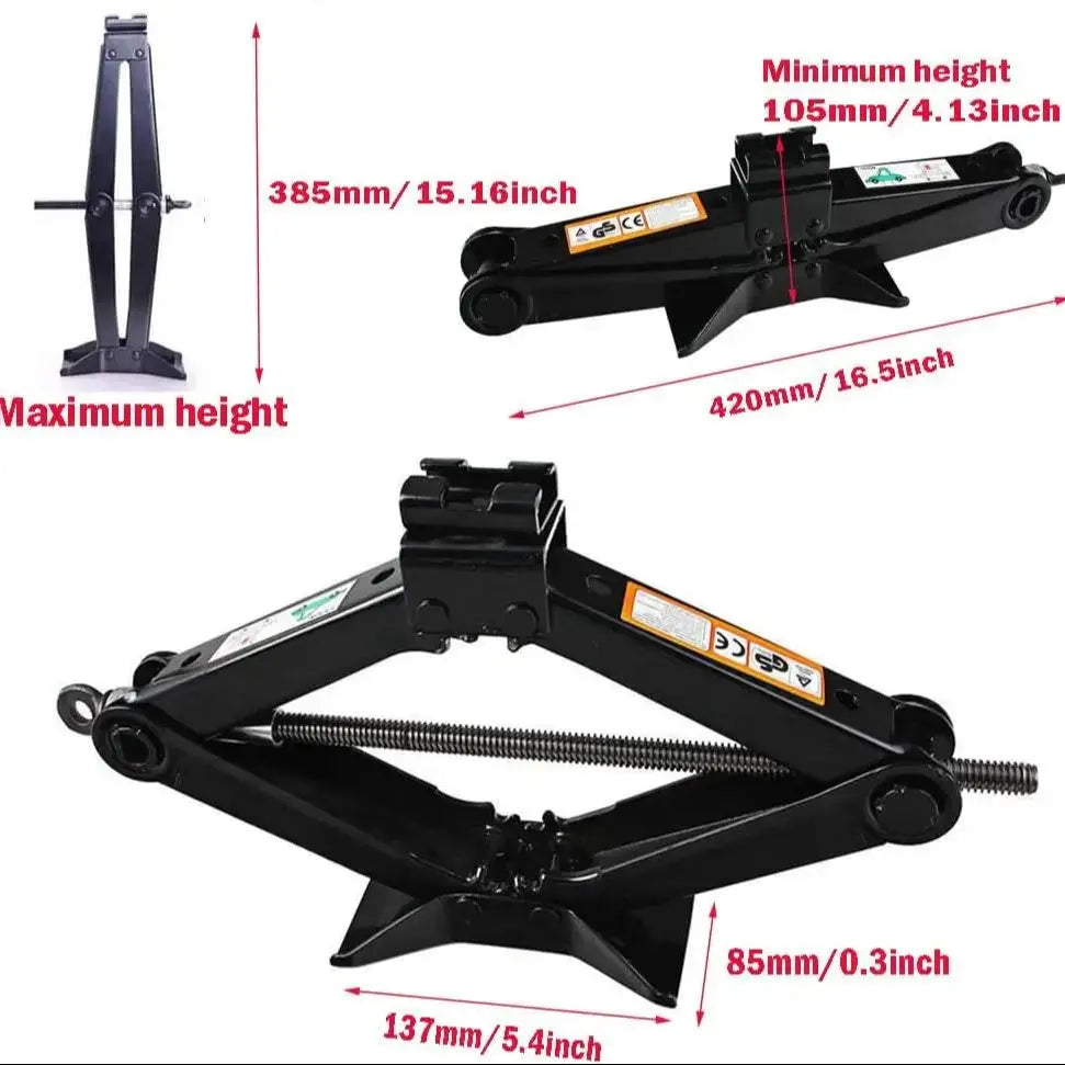 DayPlus Car Jack Trolley with Hand Crank,2Tonne for Cars, SUVs, MPV Small Trucks, Lifting Height 105-385 mm, Black