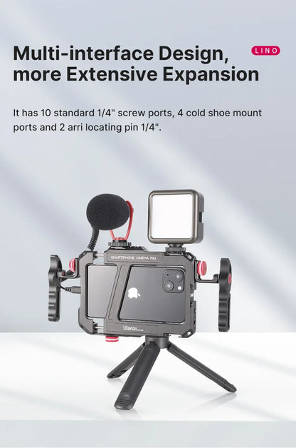 Ulanzi Lino Cage for iPhone 16 15 14 13 X XR XS Max Mini/Pro/Pro Max Smartphone Handle Grip Phone Smartphone Vlog Video