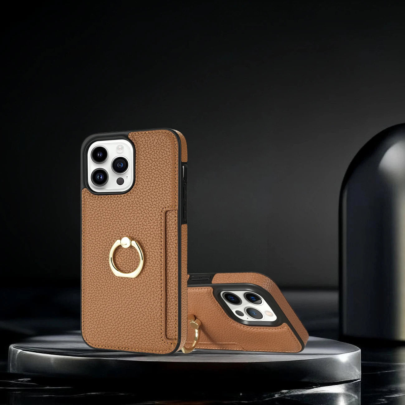 Leather Wallet Phone Case for iPhone Air 17 16 15 14 13 12 11 Pro Max XS XR X 7 8 Plus Ring Holder Card Solt Litchi Stand Cover