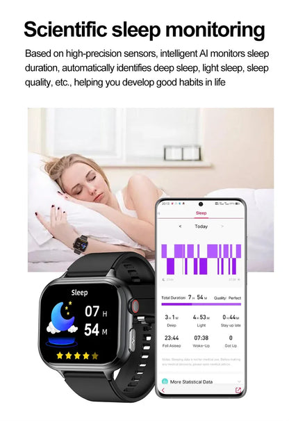 2025New Medical Grade ECG+PPG Smart Watch BMI Body Fat Uric Acid Painless Non-invasive Blood Sugar Monitoring Calling Smartwatch