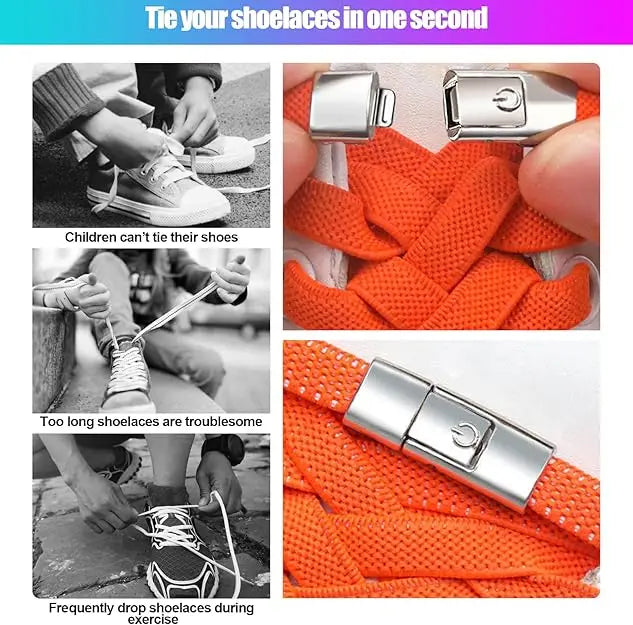 10PCS Shoelaces Buckle Lock Metal Quick-Release No-Tie Shoe Laces Stylish Press-On Buckle Locks- Hassle-Free, Adjustable Fit