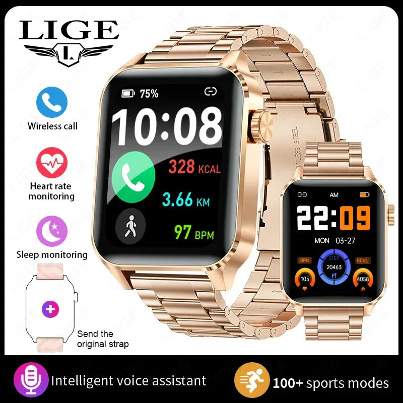 LIGE Smart Watch Sport Fitness Sleep Monitor Fashion Luxury Women's Watch Bluetooth Call Message Clearance Sale Men's Smartwatch