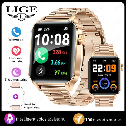 LIGE Smart Watch Sport Fitness Sleep Monitor Fashion Luxury Women's Watch Bluetooth Call Message Clearance Sale Men's Smartwatch