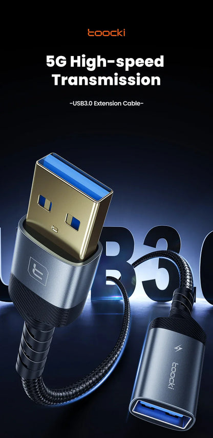 Toocki USB3.0 Extension Cable Male to Female Hi-Speed Transmission Data Cable for PC Laptop TV Xbox USB Extender Cord