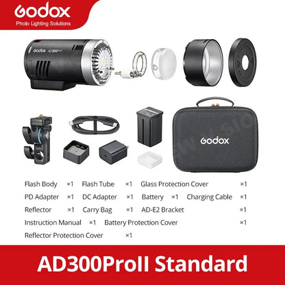 Godox AD II Series Out-door TTL Flash AD100/200/300/400/600PROII For Nikon Canon Sony Fuji Olympus LED Modeling Lamp