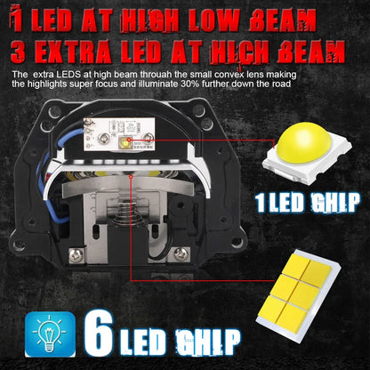 Riderspark 3 Inch Bi LED Projector Headlights Lenses Hella Laser LED Lights 160W 60000LM Headlamp Car Accessories RHD LHD Spot