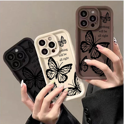 Black Butterfly Case for Motorola Moto Edge 40 Neo 50 Pro 50 Fusion 5G G84 G14 G04 G32 G35 G52 G30 G60S G53 G22 E13 E14 Casing
