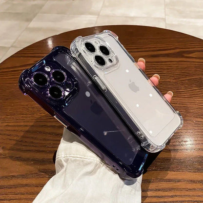 Luxury Shockproof Clear Phone Case For iPhone 15 14 13 12 11 Pro Max XR X XS Max Silicone Bumper Transparent Hard Back Cover