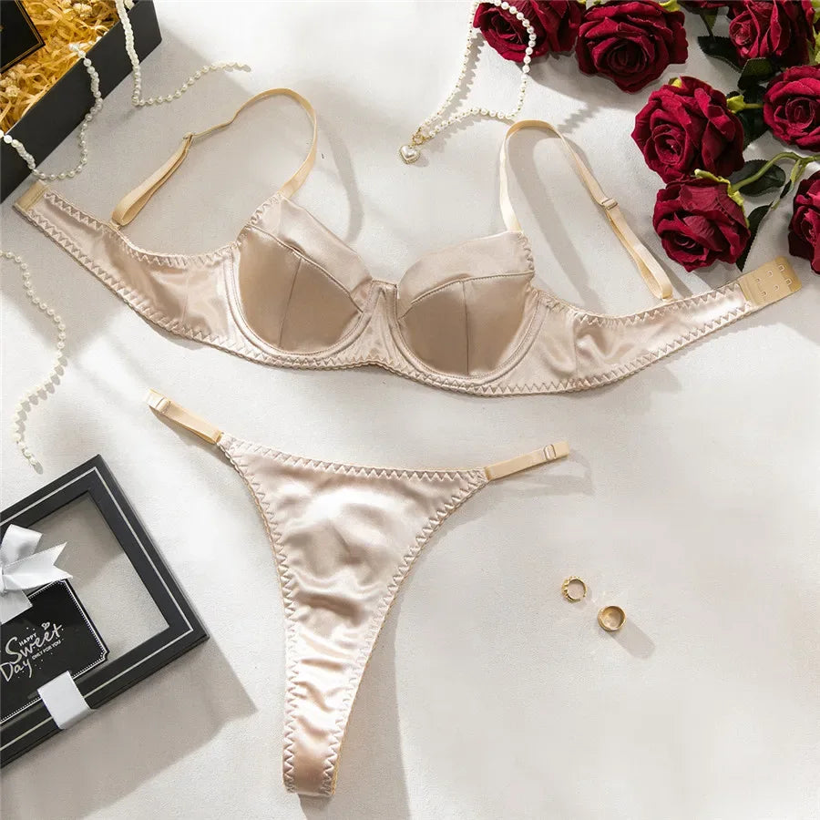 Sexy Bra Brief Sets Seamless Solid Brown Romantic Lingerie Women Vintage Thin Underwear Comfortable New Arrival Exotic Sets