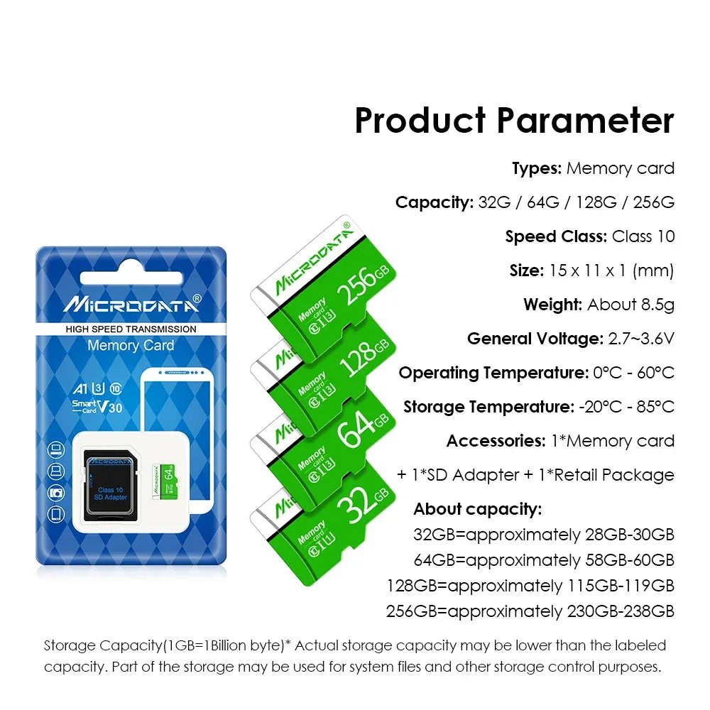 Memory Card 256GB 128GB Micro TF SD Card 64GB 32GB Mini Flash Card 16GB 8GB For Phone