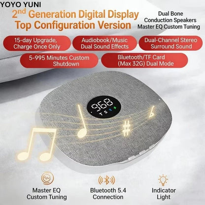 Bluetooth 5.4 Under Pillow Bluetooth Speaker Sleep Aid Bone Conduction Sound Machine TF Card Support Ultra-Thin
