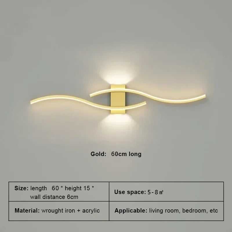 LED Wall Lamp 60/80CM Remote Control Wall Sconce Living Room TV Background Decor Bedroom Kitchen Stair Home Decor Led Lighting