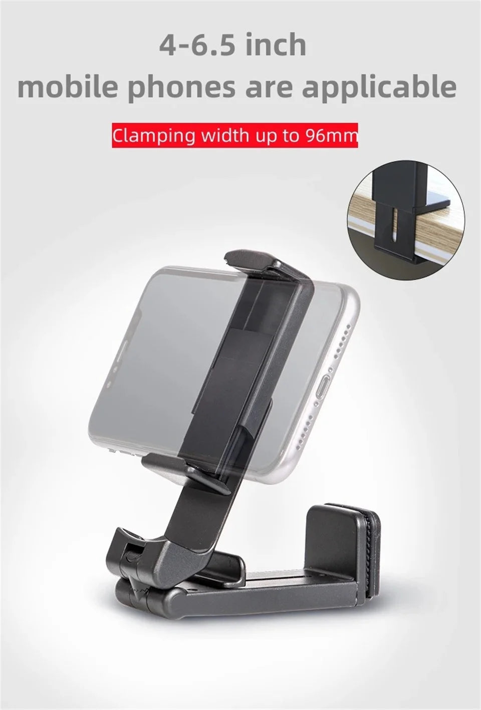 Airplane Phone Holder Portable Foldable Desktop Mobile Phone Stand Rotatable Selfie Holding Live Train Seat Clip Lazy Bracket