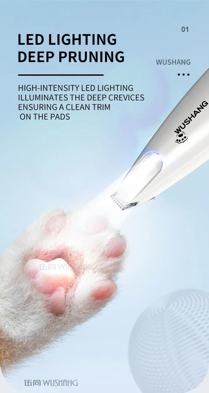 Pet Dog Electric Groomer Trimmer with LED Light Waterproof Pet Foot Hair Trimmer Low Noise Cat Dog Face Foot Ear Hip Paw Shaver