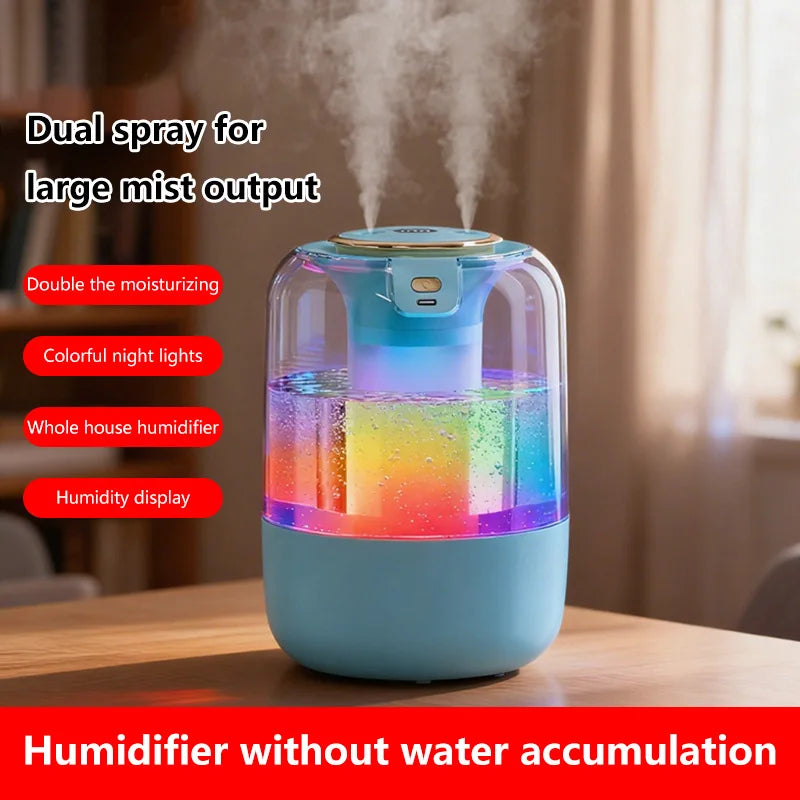 Humidifier USB Double Spray Quiet 2L Large Capacity Humidifier Home Dormitory Office Bedroom Desktop with Night Light