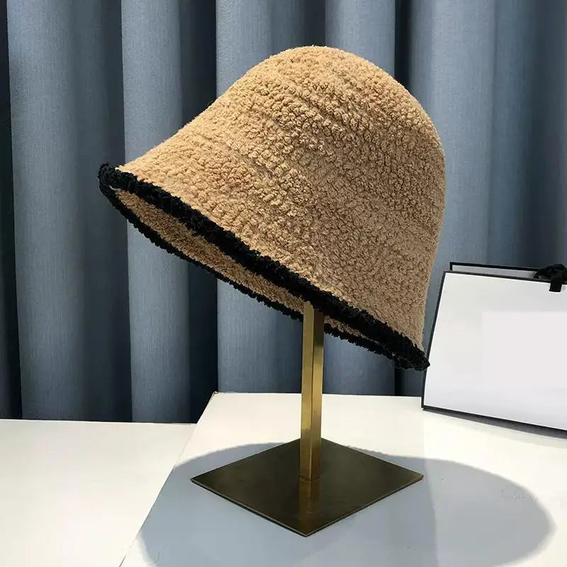 COKK Bucket Hat Women Winter Knitted Casual Keep Warm Fishing Hat Female Thick Warm Fashion Design Korean Winter Cap Gorro New