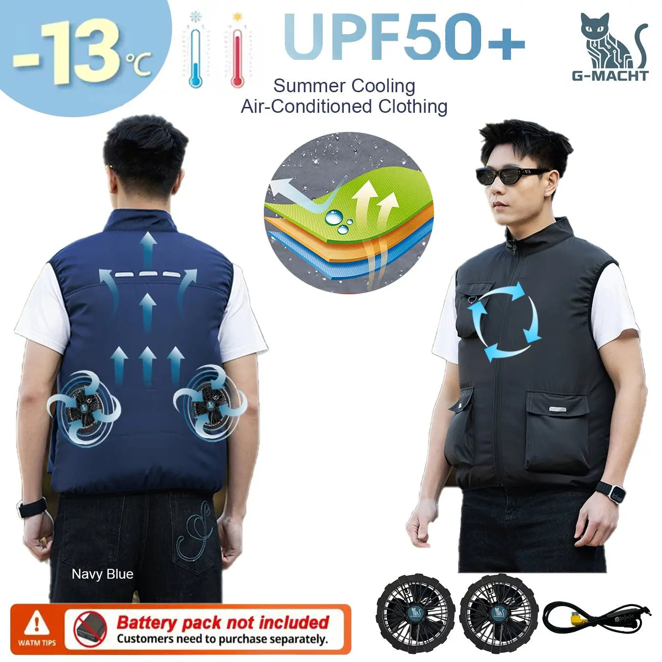 2026 New Cooling Vest Air Conditioner Clothes 3 Gears Wearable Cooling Fan Vest Breathable Sleeveless Workwear For Summer Outdoo