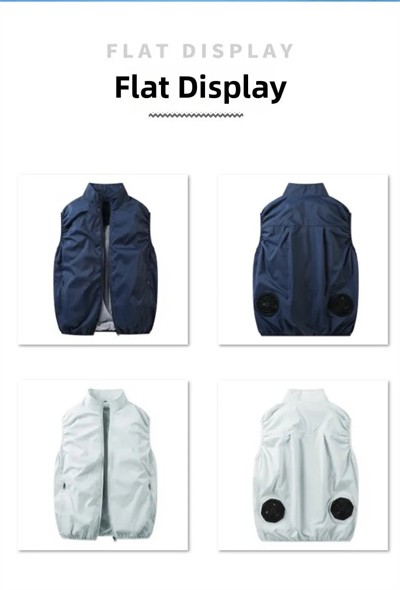 Summer Cooling Vest Men USB Charging Fan Sleeveless Jacket Air Conditioning Clothing Breathable Cool Working Coat for Outdoor Wo