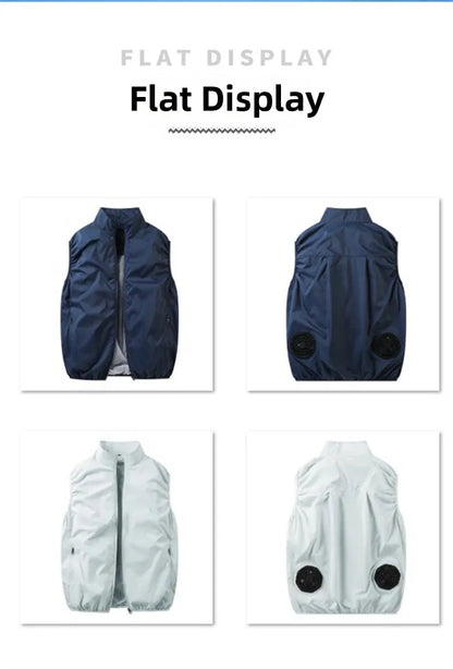 Summer Cooling Vest Men USB Charging Fan Sleeveless Jacket Air Conditioning Clothing Breathable Cool Working Coat for Outdoor Wo