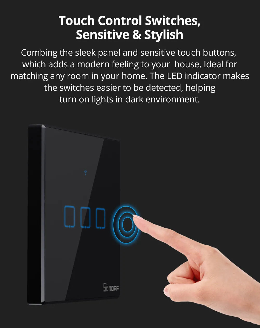 SONOFF TX US Wall Smart Switch 433Mhz RF Remote Control Wi-Fi Touch Switch via eWeLink APP Works With Alexa Google Home