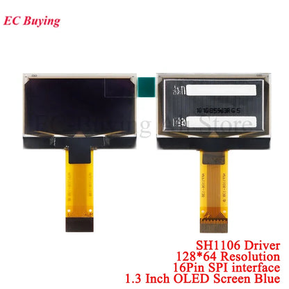 1.3 inch OLED Screen 1.3" 12864 LCD LED Display Module 128x64 SH1106 SPI/I2C Parallel Interface White/Blue 16Pin/30Pin Connector