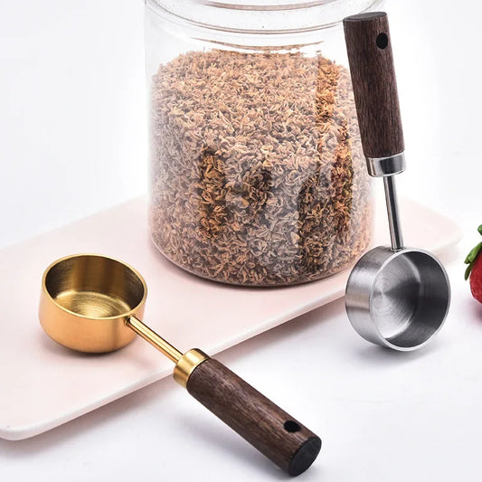 15ml Stainless Steel Measuring Spoon Tablespoon Coffee Scoop Wood Handle Sugar Powder Coffee Bean Measure Spoon Kitchen Tools by PDG ibma